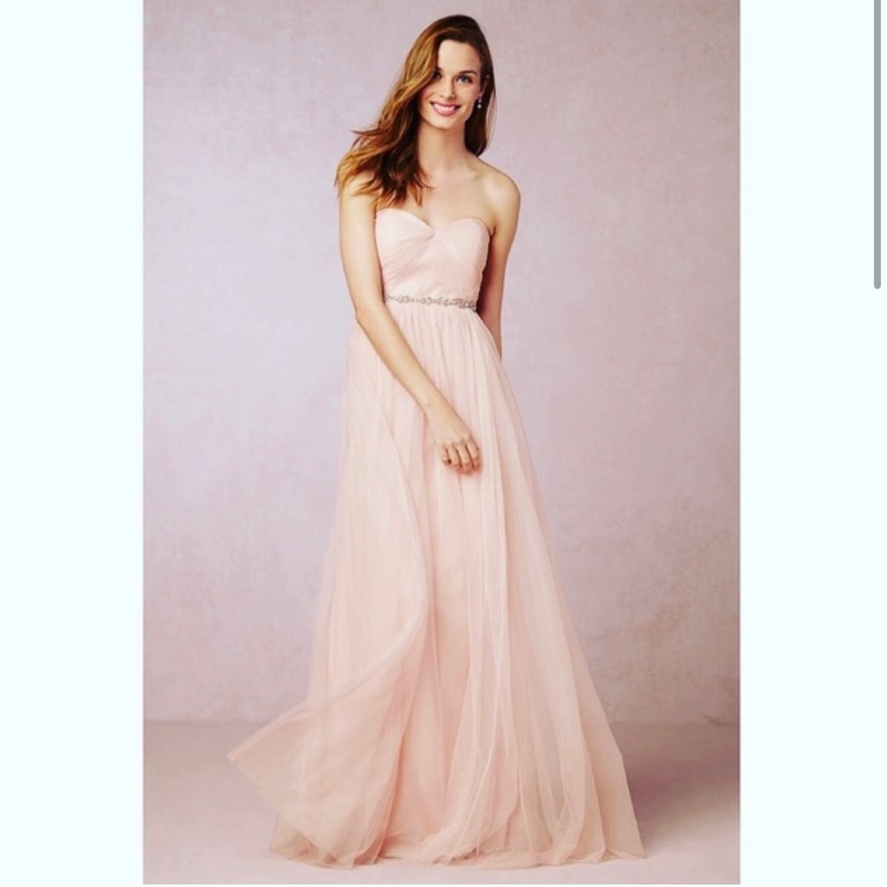 BHLDN Annabelle dress in blush/light pink color